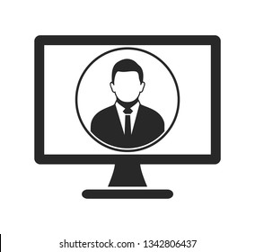 Online Corporate Service Icon. Flat style vector EPS.