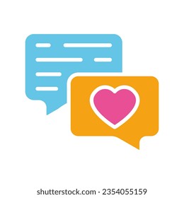 Online correspondence line icon. Communication, dating site, chatting, dialog box. Vector colored icon on a white background for business