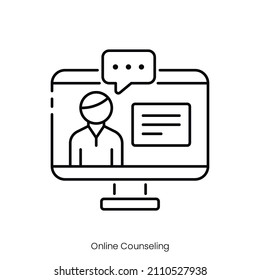 Online Counseling Icon. Outline Style Icon Design Isolated On White Background