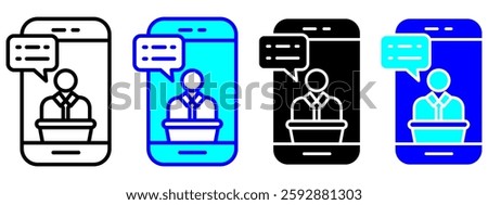 Online Counseling Icon Set Multiple Style Collection