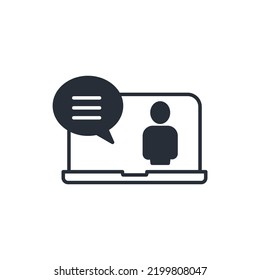 Online Counseling Line Icon. Simple Element Illustration. Online Counseling Concept Outline Symbol Design.