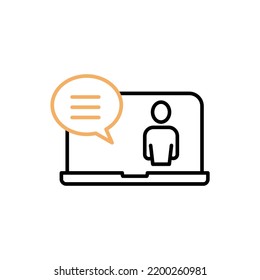 Online counseling line icon. Simple element illustration. Online counseling concept outline symbol design.