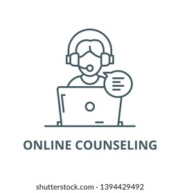 Online Counseling Vector Line Icon, Linear Concept, Outline Sign, Symbol