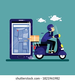 Online courier character illustration design vector