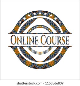 Online Course arabic emblem background. Arabesque decoration.