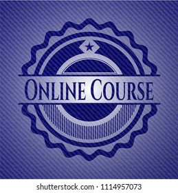 Online Course badge with denim texture