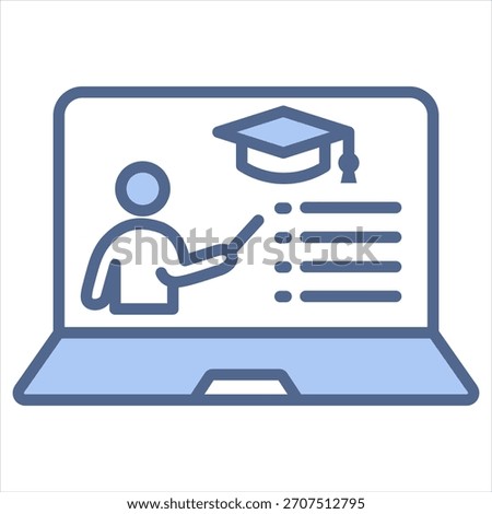Online Course Blue Icon Vector Illustration