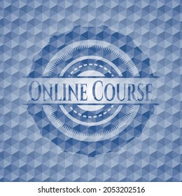 Online Course blue polygonal emblem. Vector Illustration. Detailed. 