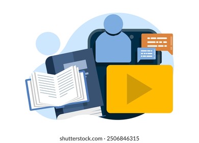 Online course campaign concept, E-learning, online education, online course concept, home school, teaching students on laptop computer screen, distance learning, flat vector illustration.