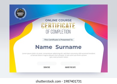 Online Course Certificate Completion Template Vector Stock Vector ...