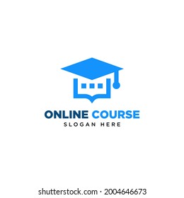 online course chat message hat school technology education logo design icon vector