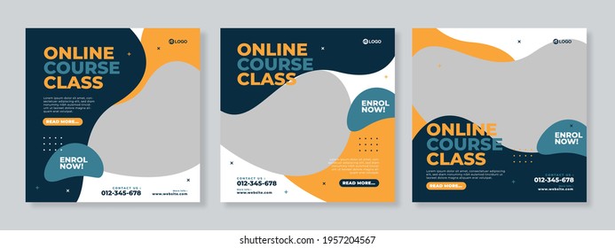 Online Course Class Social Media Post Template Design Vector
