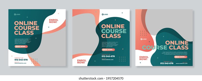Online Course Class Social Media Post Template Design Vector