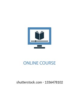 online course concept 2 colored icon. Simple blue element illustration. online course concept symbol design. Can be used for web and mobile UI/UX