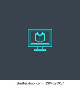 online course concept blue line icon. Simple thin element on dark background. online course concept outline symbol design. Can be used for web and mobile UI/UX
