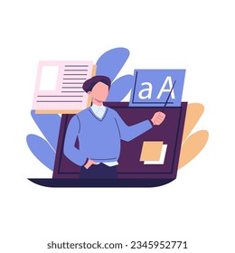 online course concept, flat vector illustration