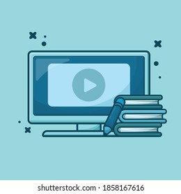 Ilustración vectorial de concepto de curso en línea. Diseño de iconos de educación en línea.