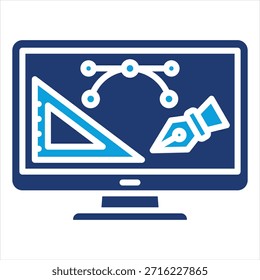 Online Course Design Flat Blue Icon Style