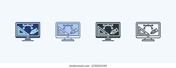 Online Course Design Multiple Style Icon Collection