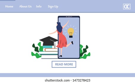 online course education landing page vector template design illustration