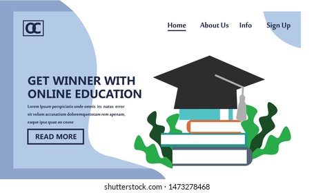 online course education landing page vector template design illustration