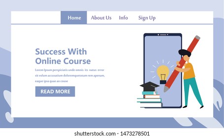 online course education landing page vector template design illustration