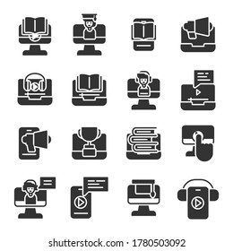 online course and education tutorial icon set vector illustration