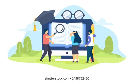 Online Course Education Vector Concept Illustration for landing page, background, wallpaper, advertisement, web design, banner