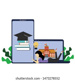 online course education vector template design illustration