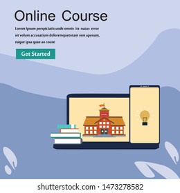 online course education vector template design illustration