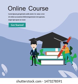 online course education vector template design illustration
