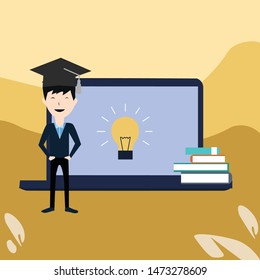 online course education vector template design illustration