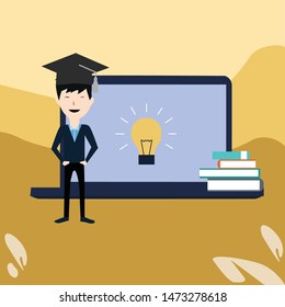 online course education vector template design illustration