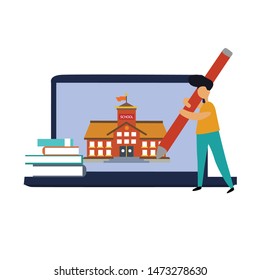 online course education vector template design illustration