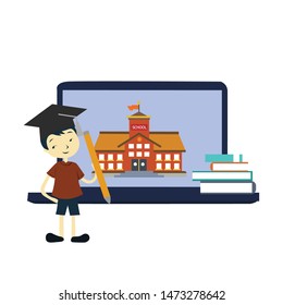 online course education vector template design illustration