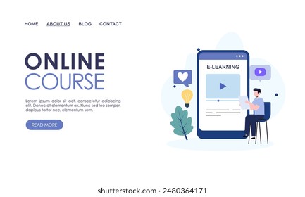 Online-Kurs oder eLearning-Konzept Zielseite Vorlage