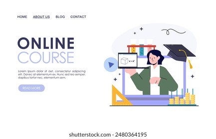 Online-Kurs oder eLearning-Konzept Zielseite Vorlage
