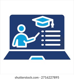 Online Course Flat Blue Icon Style