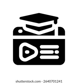 online course glyph icon. Strong and solid vector icon for websites, mobile interfaces, presentations, and visual branding. High quality and easy to edit.