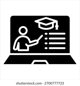 Online Course Glyph Icon Vector Illustration