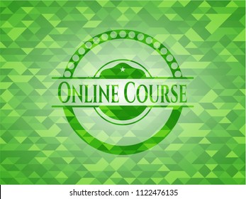 Online Course green emblem with mosaic background