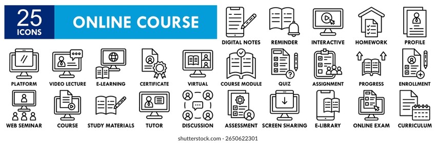 Online Course banner web icon illation concept with icon of education, school, online, course, study