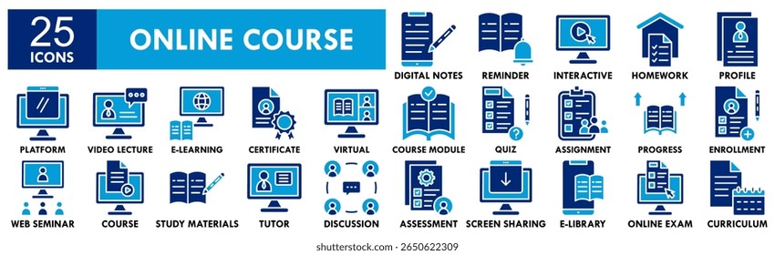 Online Course banner web icon illation concept with icon of education, school, online, course, study