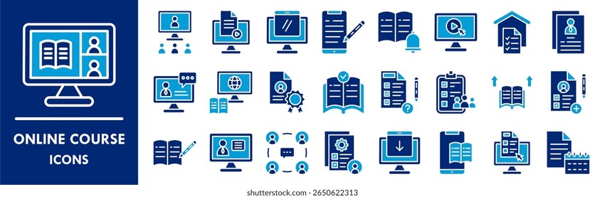 Online Course banner web icon illation concept with icon of education, school, online, course, study