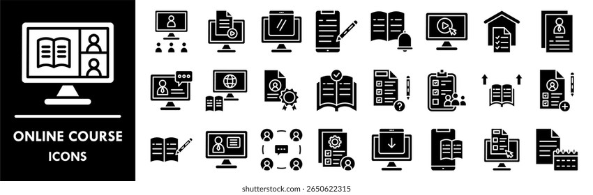 Online Course icon collection set. Containing design education, school, online, course, study