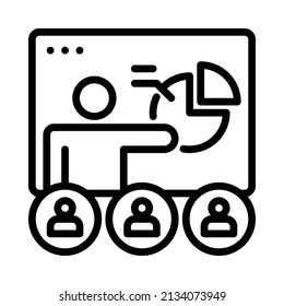 Icono de curso en línea. Concepto de 
aula en línea. Estilo de esquema. Vector. Aislar sobre fondo blanco.