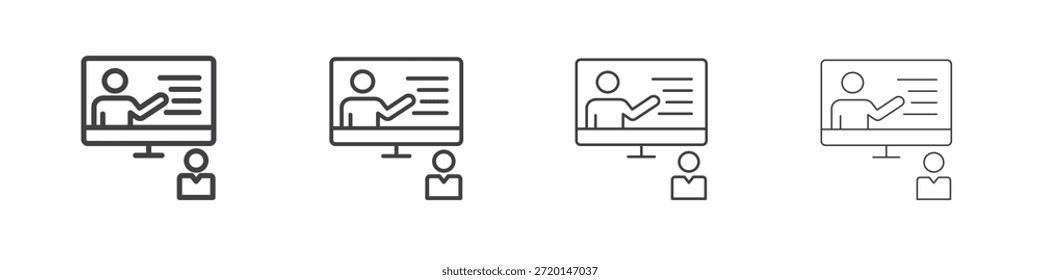 Online course icon concept Linear Pictogram. Simple element illustration.