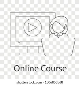 Online course icon concept on transparency background. Flat vector illustration use for your web page