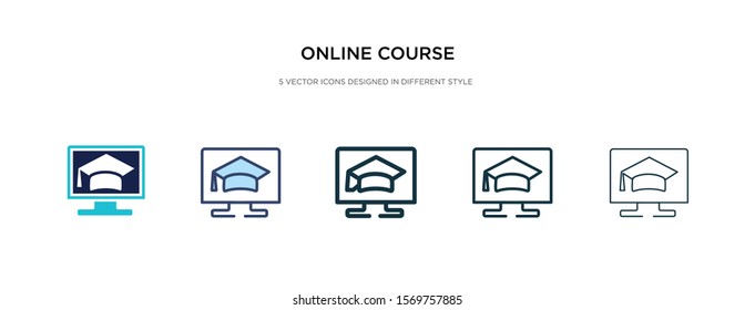 online course icon in different style vector illustration. two colored and black online course vector icons designed in filled, outline, line and stroke style can be used for web, mobile, ui