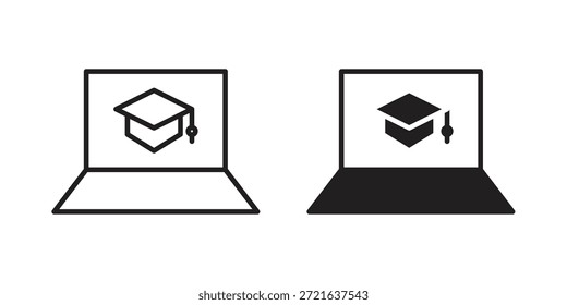 Icono de curso en línea en línea, línea delgada, estilo de trazo para Sitio web y App